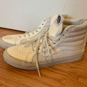 White high top leather Vans
